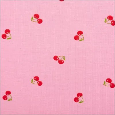 Produktbild von Jersey Stoff Meterware Baumwolljersey Kirschen rosa rot 145cm