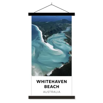 Produktbild von MuchoWow® Textilposter Australien - Strand - Weiß 60x120 cm mit schwarzem Rahmen - Magnete