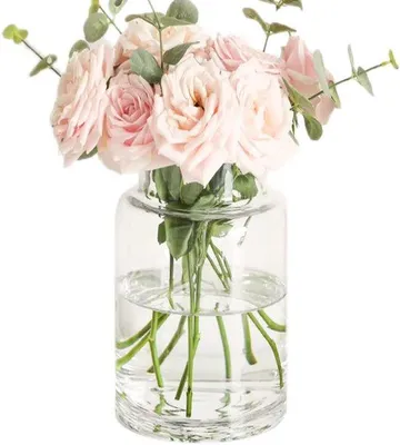 Immagine prodotto di Grande vaso in vetro trasparente, largo e alto, 15x23 cm, decorativo