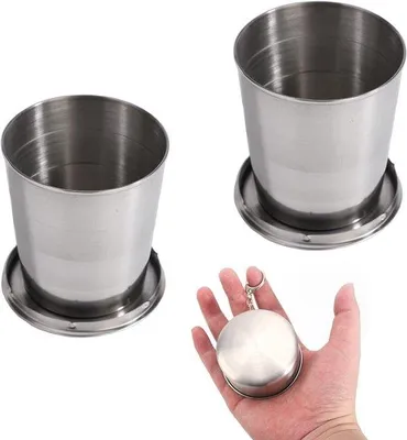 Produktbild von Famanu Faltbare Edelstahlbecher - Praktisch für Reisen - 2 Stück
