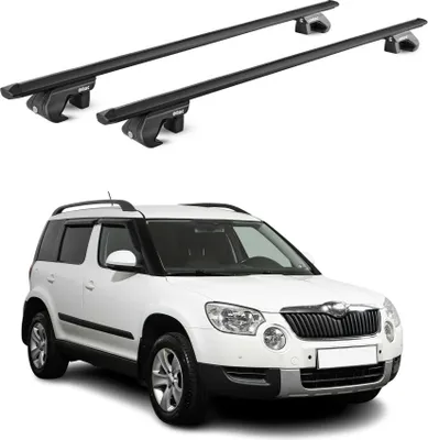 Image de Barres de toit transversales ABE pour Skoda Yeti 5L 2009-2017 5 P Alu Noir 2x