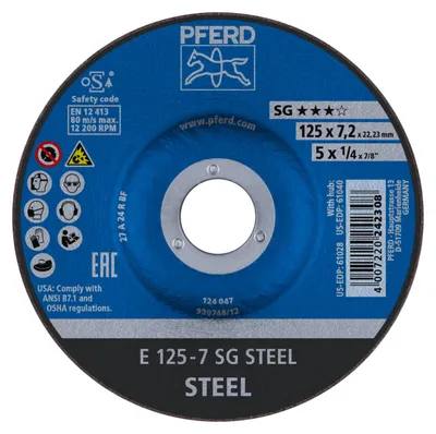 Produktbild von Pferd Schruppscheibe 125x7,2mm für Schweißnähte hart gekröpft Bohrung 22,23mm - 62212626