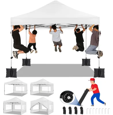 Produktbild von Faltpavillon 3x3m Wasserdicht Stabil UV-Schutz 50+ Höhenverstellbar mit 4 Seitenteilen Weiß
