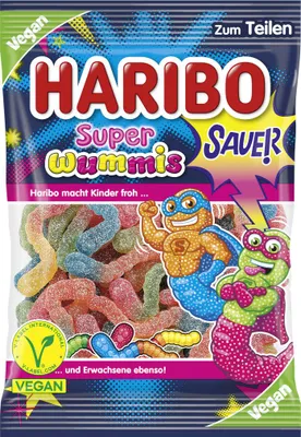Produktbild von Haribo Super Wummis Fruchtgummi vegan teilweise Cola-Geschmack 175g