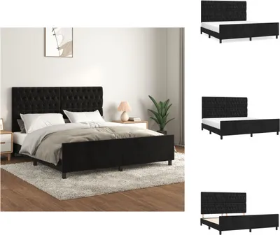 Immagine prodotto di vidaXL Struttura letto con testiera nera 180x200 cm in velluto - Letti e strutture letto