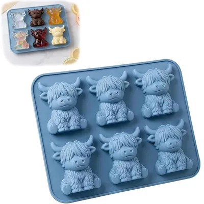 Produktbild von Eiswürfelform Hochlandrind - Silikonform für Schokolade und Bonbons - Wiederverwendbar - Mini Tier-Motiv