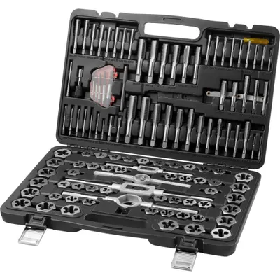 Produktbild von Gewindeschneider-Set 116-teilig - Lagerstahl Maschinengewindebohrer Bohren - Profi Werkzeugset