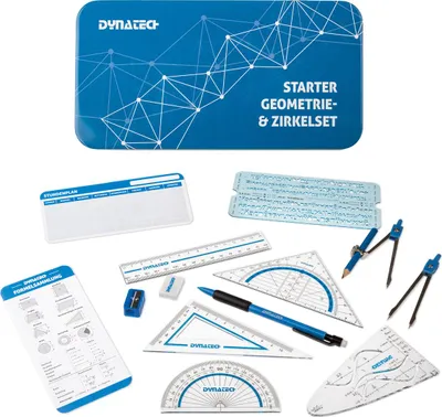 Produktbild von DynaTech Starter Geometrie-Set (14-teilig) in der Metallbox