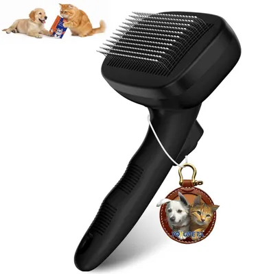 Immagine prodotto di Spazzola per cani a setole lunghe, autopulente, ideale per rimuovere il sottopelo e i nodi, colore nero