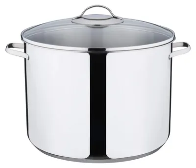 Kochtopf 30 cm, 15 Liter, Edelstahl, mit Glasdeckel, Induktion