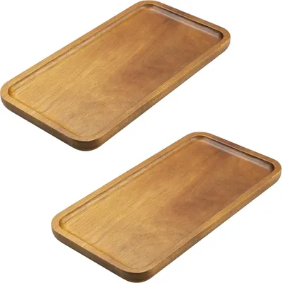 Obrázek produktu pro Dřevěné dekorativní tácky, 2 kusy, obdélníkové tácky z akáciového dřeva, 20 cm, vhodné do domácnosti