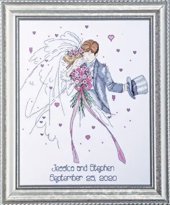Produktbild von Design Works Kreuzstich Stickpackung "Hochzeitspaar", Zählmuster, 28x36cm
