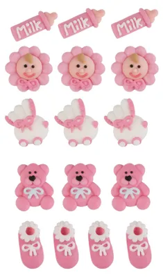 Image de Décoration pour gâteau de baptême Figurine pour gâteau  Sucre rose