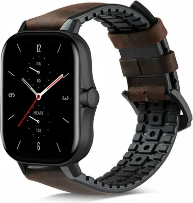 Produktbild von Strap-it Amazfit GTS 2 Silikon-/Lederarmband (Schwarz-Braun)
