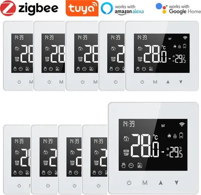 Produktbild von 10X Tuya ZigBee Digital LCD Raumthermostat Thermostat , Wandthermostat Unterputz Fussbodenheizung fuer  Wasser-Gas-Kessel, kompatibel mit Amazon Alexa und Google Home