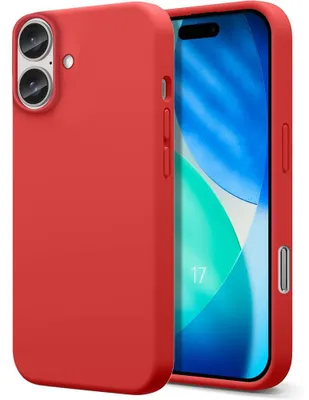 Image de Coque pour iPhone 17, Protection Silicone Doux Léger Anti-Rayures Antichoc Effet Mat Rouge