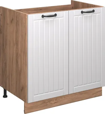 Produktbild von Spülenunterschrank Vicco Fame-Line Weiß Landhaus 80 cm ohne Arbeitsplatte, Model 56955
