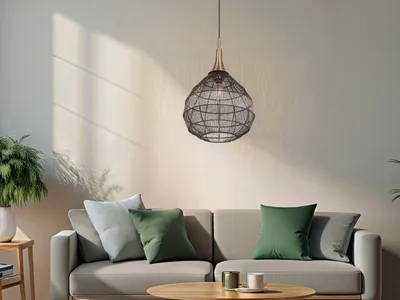 Produktbild von Große LED Pendelleuchte Esstischlampe hängend für Treppenhaus Schwarz, Ø42cm