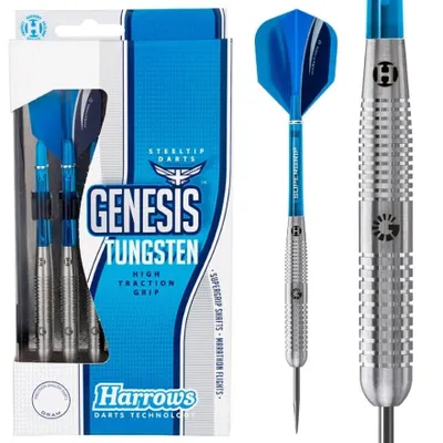 Imagen del producto de Harrows Darts Genesis, dardos de acero con punta de tungsteno, 22g - Dardos de precisión