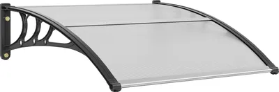 Zdjęcie produktu dla VEVOR daszek do drzwi wejściowych 965x1017mm daszek UF50+ PC folia przeciwsłoneczna daszek do drzwi wejściowych blacha PC + wspornik ABS + łącznik aluminiowy daszek do drzwi wejściowych odporny na promieniowanie UV daszek łukowy