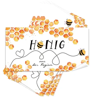 Produktbild von 25 Honig aus der Region Aufkleber Bienenwaben Bienen Sticker Imker 10 x 5 cm