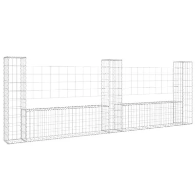 Obrázek produktu pro vidaXL Gabionový koš ve tvaru U se 3 sloupky Žehlička 260x20x100 cm