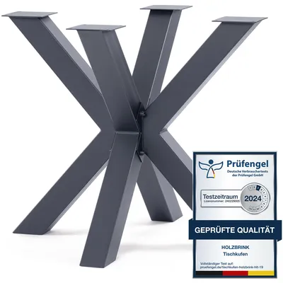 Produktbild von HOLZBRINK Tischbeine aus Metall, Tischgestell für Esstisch Küchentisch Konferenztisch, 85x80x72 cm (LxBxH), Grau, 1 Stück