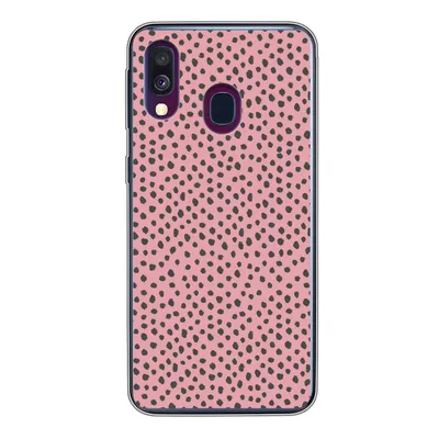 Produktbild von MuchoWow® Handyhülle Schutzhülle Hülle für Samsung Galaxy A40 Polka dots - Rosa - Schwarz Silikon Softcase Handy Hülle - Handy-Tasche