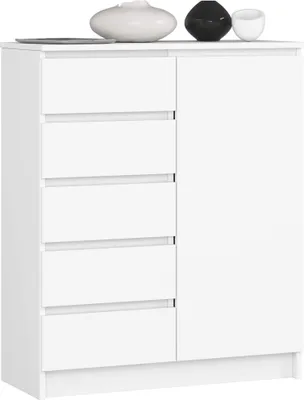 Zdjęcie produktu dla Komoda JERRY 80 cm 1 drzwi 5 szuflad biały