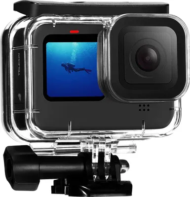 Produktbild von Wasserdichtes Gehäuse bis 60 m für GoPro Hero 11/10/9 Black, 60 m/200 Fuß Unterwasserschutz mit Halterung und Befestigungsschrauben für GoPro Hero 11/10/9 Black (wasserdichtes Gehäuse)