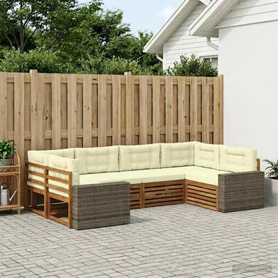 Produktbild von Möbel Outdoor-Sofagarnitur mit Kissen 6 pcs Natur und CremeGartensofas - Gartensofas c1486
