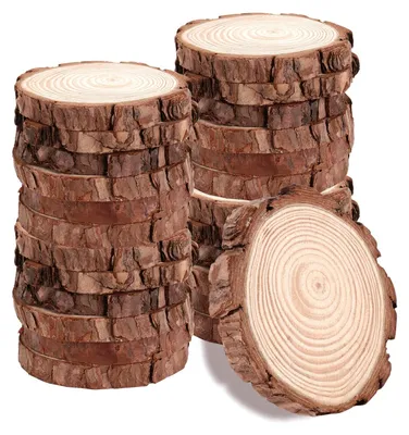 Produktbild von Elzusha – Set mit 50 natürlichen Holzscheiben für DIY-Projekte