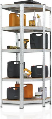 Produktbild von Juskys Eckregal Lageregal Corner Basic 180 x 70 x 40-70 cm - 875 kg - 5 Böden - Metall verzinkt - Schwerlastregal Steckregal Kellerregal