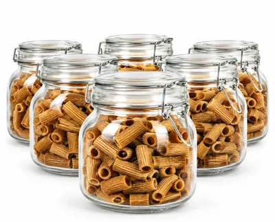 Immagine prodotto di 6 barattoli per conserve 500ml swing top 10 etichette penna 6x sigillo barattolo di stoccaggio barattolo di stoccaggio