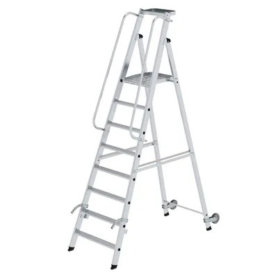 Produktbild von MUNK Aluminium-Stehleiter mit Rollen und Griff 8 Stufen