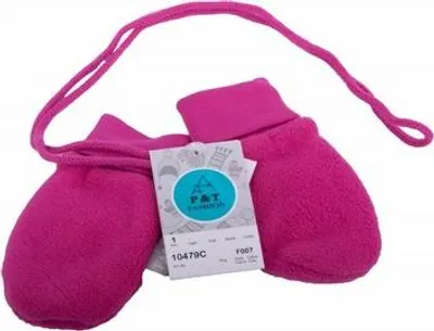 Produktbild von P&T Baby-Fäustlinge mit Kordel - Mikro-Fleece Raspberr - 0-1 Jahre