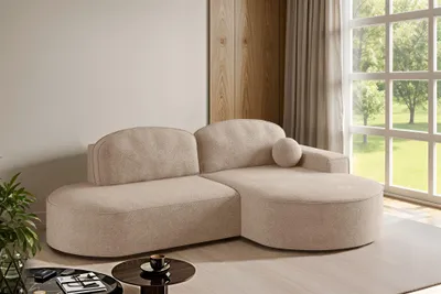 Produktbild von Ecksofa Schlafsofa Sofa GIRONA Stoff Arena Sand Ottomane Rechts