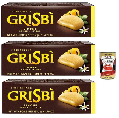 Produktbild von Vicenzi Grisbi Limone 3x 150g cookies riegel kuchen Kekse Zitronencreme Zitrone + Italian Gourmet polpa 400g