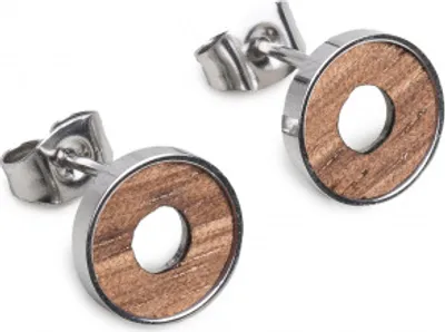 Immagine prodotto di BeWooden orecchino da donna con dettaglio in legno Orecchini Lini a cerchio