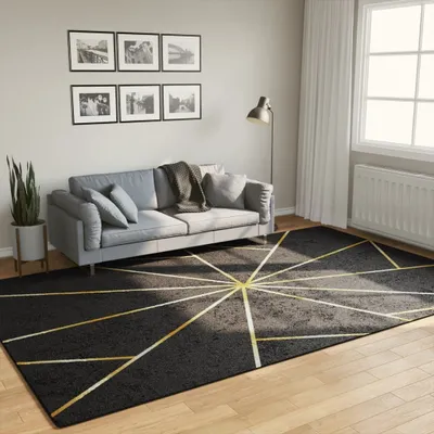 Produktbild von "im Angebot" Teppich Waschbar Schwarz und Golden 190x300 cm Rutschfest - Designerteppiche CC302