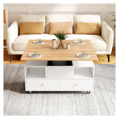 Produktbild von Höhenverstellbarer Couchtisch mit Klappfunktion und 4 Schubladen, 100x50x47,5 cm