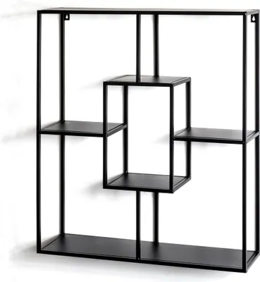 Produktbild von HAKU Möbel Wandregal schwarz - Metall, B/H/T: 60x70x18 cm