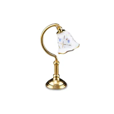 Image de Lampe de table miniature Karo Gold à l'échelle 1:12 en porcelaine pour maison de poupées