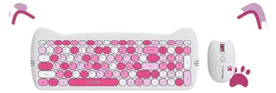 Image de Ensemble clavier et souris sans fil Canyon HSET-W6 Kitty Edition, rose