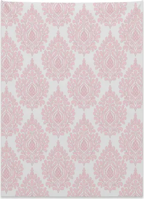 Produktbild von Abakuhaus Damast Wandteppich, Rosa viktorianisches Muster aus Weiches Mikrofaser Stoff Kein Verblassen Klare Farben Waschbar, 110 x 150 cm, Weiß und Rosa