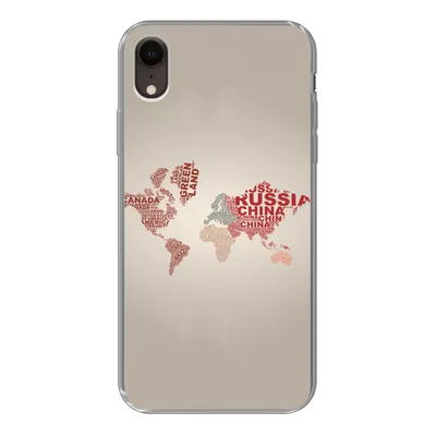 Produktbild von MuchoWow® Handyhülle Schutzhülle Hülle für iPhone XR Weltkarte - Karte - Briefe Silikon Softcase Handy Hülle - Schutzdeckel
