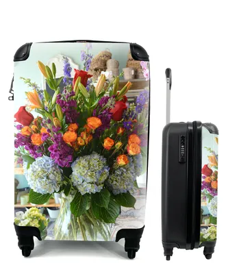 Produktbild von MuchoWow® Koffer Handgepäck Trolley Rollkoffer Kleine Reisekoffer mit 4 Rollen - Nahaufnahme Blumenstrauß mit Hortensien - Cabin Size < 55x40x23 cm & 55x40x20 cm - Fotokoffer - Kabinenkoffer - Boardgepäck - Reise-Box - Reisekoffer - Reisegepäck - Koffer mit Bild - Trolley für Kinder