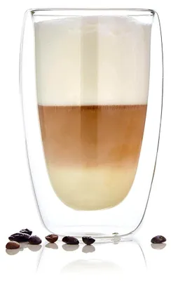 Produktbild von Doppelwandiges Kaffeeglas aus Borosilikatglas, Becher für Cappuccino, Eiskaffee und Espresso, spülmaschinenfeste Kaffeetasse, handgefertigte Espressotasse, 400 ml