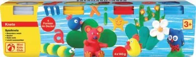 Produktbild von 4er Set Spielknete 140g weiß/gelb/rot/blau Basic