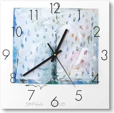 Produktbild von DEQOART Glasuhr 30x30 cm Zahlen 'Fine Art 'drops'' Wanduhr Glas Uhr Design leise Küchenuhr